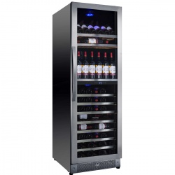Racitor de vinuri Nevada Concept NW138D-SSL, 138 sticle, doua zone, negru/otel inoxidabil