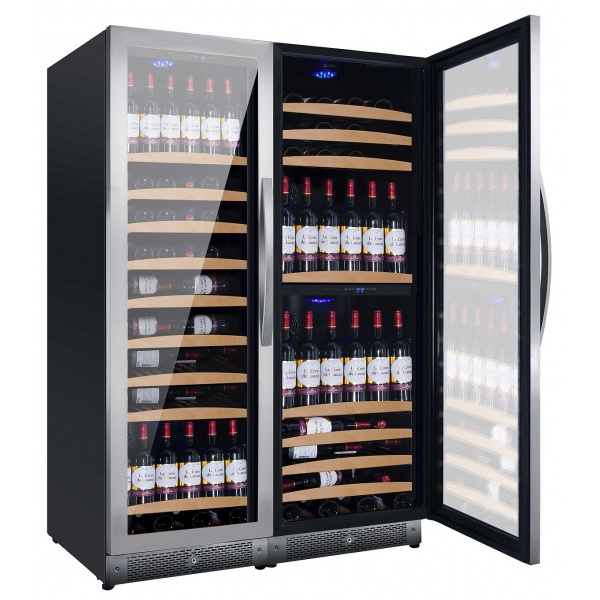 Racitor de vinuri Nevada Concept NW300T-SS, 300 sticle, doua zone, negru/inox