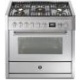 Aragaz Steel Oxford X9F, 90X60cm, 6 arzatoare, cuptor electric multifunctional, timer, aprindere electronica, crem inchis