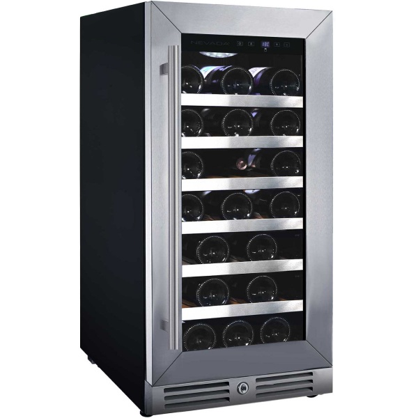 Vitrina de vinuri Nevada Concept NW33S-SL, 33 sticle, Negru/inox