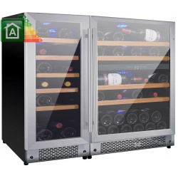 Vitrina de vinuri Nevada Concept NW42D-S, 42 sticle, doua zone, negru/otel inoxidabil