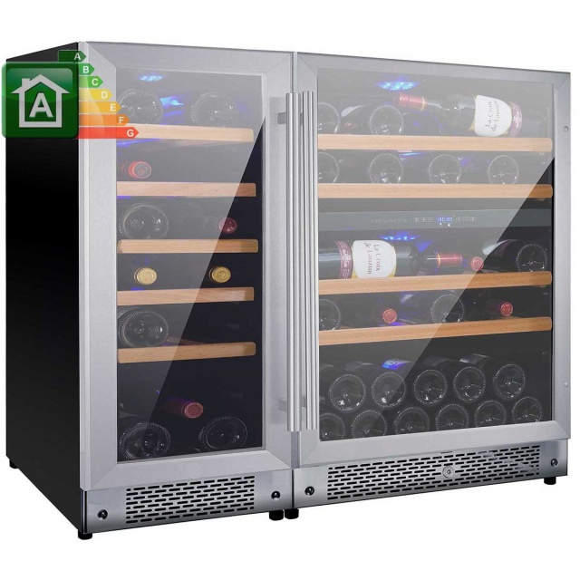 Vitrina de vinuri Nevada Concept NW42D-S, 42 sticle, doua zone, negru/otel inoxidabil