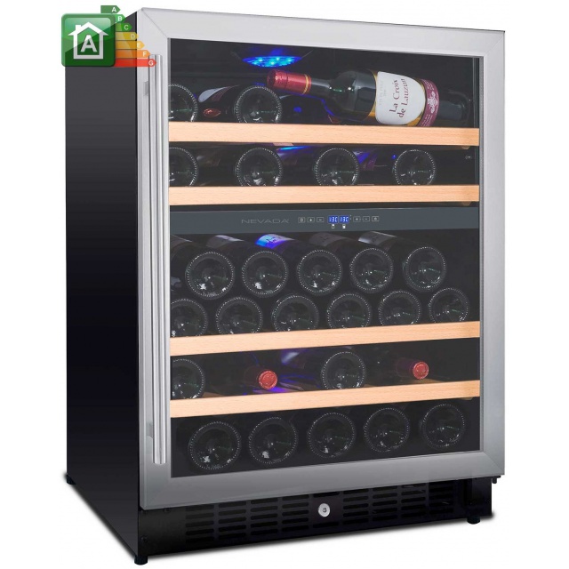 Vitrina de vinuri Nevada Concept NW54S-SL, 54 sticle, Negru/inox