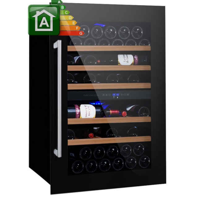 Vitrina de vinuri Nevada Concept NW59D-SSL, 59 sticle, Negru/inox