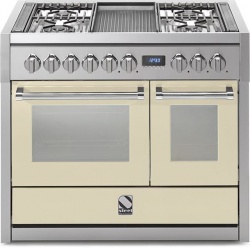 Aragaz Steel Genesi G10FF, 100X60cm, 6 arzatoare, 2 cuptoare, timer, aprindere electronica, celeste