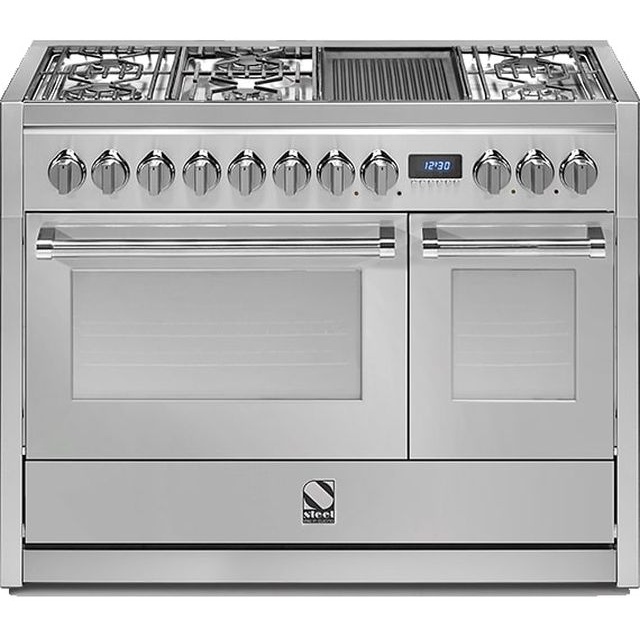Aragaz Steel Genesi G10FF, 100X60cm, 6 arzatoare, 2 cuptoare, timer, aprindere electronica, inox