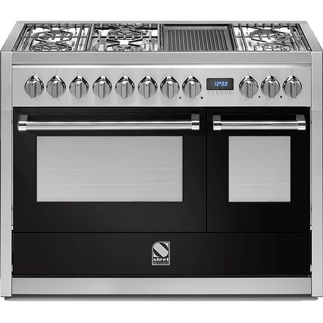 Aragaz Steel Genesi G12FF, 120X66cm, 7 arzatoare, 2 cuptoare, timer, aprindere electronica, crem
