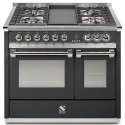 Aragaz Steel Ascot A10FF, 100X66cm, 6 arzatoare, 2 cuptoare, timer, aprindere electronica, negru antracit
