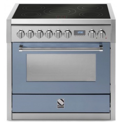 Aragaz Steel Genesi, 90X60cm, 6 arzatoare, cuptor electric multifunctional, timer, aprindere electronica, visiniu