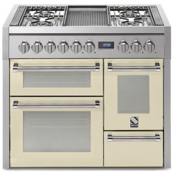 Aragaz Steel Genesi G10FFF, 100X60cm, 6 arzatoare, 3 cuptoare, timer, aprindere electronica, celeste
