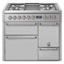 Aragaz Steel Genesi G10FFF-D, 100X60cm, 6 arzatoare, 3 cuptoare, timer, aprindere electronica, usa solida, inox