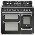 Aragaz Steel Ascot A10FFF, 100X60cm, 6 arzatoare, 3 cuptoare, timer, aprindere electronica, negru antracit