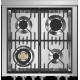 Aragaz Steel Genesi, 70X60cm, 4 arzatoare, cuptor electric multifunctional, timer, aprindere electronica, negru
