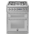 Aragaz Steel Genesi, 70X60cm, 4 arzatoare, cuptor dublu electric multifunctional, timer, aprindere electronica, inox