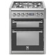 Aragaz Steel Genesi, 70X60cm, 4 arzatoare, cuptor dublu electric multifunctional, timer, aprindere electronica, mov