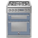 Aragaz Steel Genesi, 70X60cm, 4 arzatoare, cuptor dublu electric multifunctional, timer, aprindere electronica, celeste