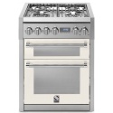 Aragaz Steel Genesi, 70X60cm, 4 arzatoare, cuptor dublu electric multifunctional, timer, aprindere electronica, crem inchis