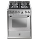Aragaz Steel Genesi, 70X60cm, 4 arzatoare, cuptor electric multifunctional, timer, aprindere electronica, inox
