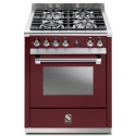 Aragaz Steel Ascot, 70X60cm, 4 arzatoare, cuptor electric multifunctional, timer, aprindere electronica, visiniu