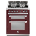 Aragaz Steel Ascot, 70X60cm, 4 arzatoare, cuptor dublu electric multifunctional, timer, aprindere electronica, visiniu