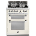 Aragaz Steel Ascot, 70X60cm, 4 arzatoare, cuptor dublu electric multifunctional, timer, aprindere electronica, crem inchis