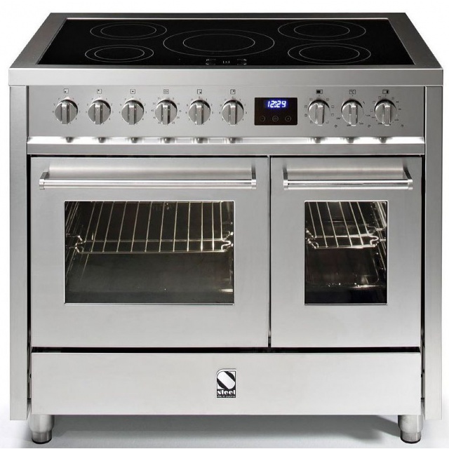 Aragaz Steel Enfasi E10FF, 100X60cm, 6 arzatoare, 2 cuptoare, timer, aprindere electronica, inox