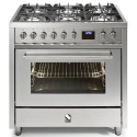 Aragaz Steel Enfasi E9F, 90X60cm, 6 arzatoare, cuptor electric multifunctional, timer, aprindere electronica, inox