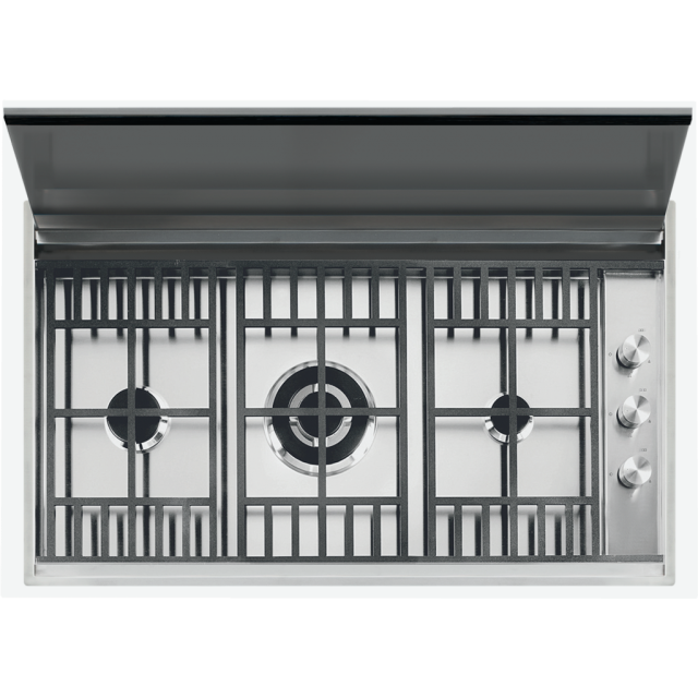 Plita incorporabila Barazza Lab Cover, 90 cm, plita gaz, 3 arzatoare, sistem siguranta Stop-Gaz, inox