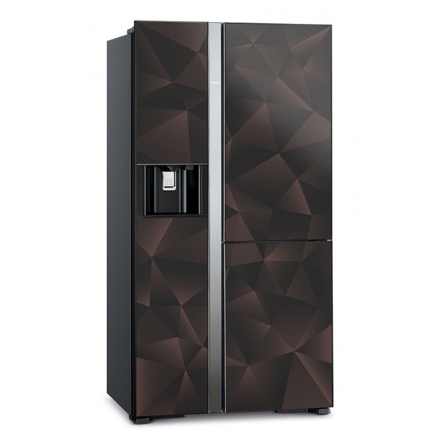 Side by Side Hitachi R-M700VAGRU9X(GBZ), Clasa A++, 633 Litri, 179 cm inaltime, compresor inverter, sticla bronz
