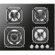Aragaz Tecnogas P1X66M4VC, 60 cm, gaz, 4 arzatoare, grill, otel inoxidabil