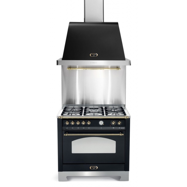 Set Aragaz Lofra Dolcevita RNMG96MFT/CI, 90x60cm, gaz, 5 arzatoare, grill +Splash Back 90+Hota Dolcevita 90, negru mat