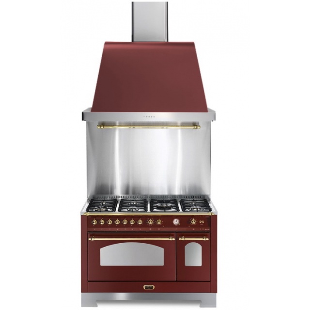 Set Aragaz Lofra Dolcevita RRD126MFTE, 120x60cm, gaz, 7 arzatoare, cuptor dublu+Splash Back 120+Hota Dolcevita120, rosu burgundy