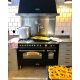 Set Aragaz Lofra Dolcevita RNMD126MFTE, 120x60cm, gaz, 7 arzatoare, cuptor dublu+Splash Back 120+Hota Dolcevita120, negru mat