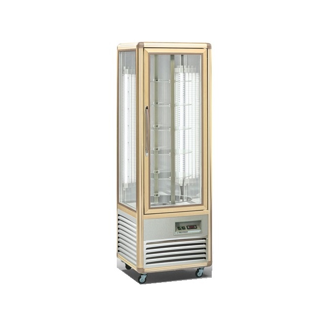 Vitrina frigorifica de cofetarie Tecfrigo Snelle 350 RBT BIS, capacitate 350 l, temperatura +5/-18°C, argintiu/auriu