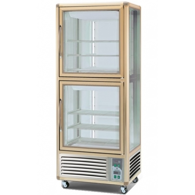 Vitrina frigorifica de cofetarie Tecfrigo Snelle 530 G-G, capacitate 530 l, temperatura +2/+10°C, argintiu/auriu