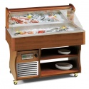 Vitrina frigorifica expunere produse Tecfrigo ISOLA BAHIA 6, rafturi depozitare, temperatura -1/0°C, maro