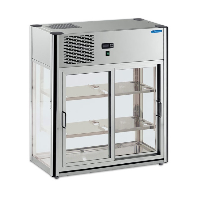 Vitrina frigorifica expunere Tecfrigo LINUS 150, capacitate 160 l, temperatura +4/+10º C, argintiu