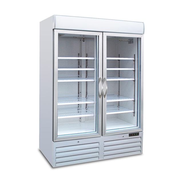 Vitrina frigorifica Tecfrigo POLO 900 BTV SPOT, cu caseta luminoasa, 2 usi, capacitate 1078L, temperatura -18/-24°C, alb