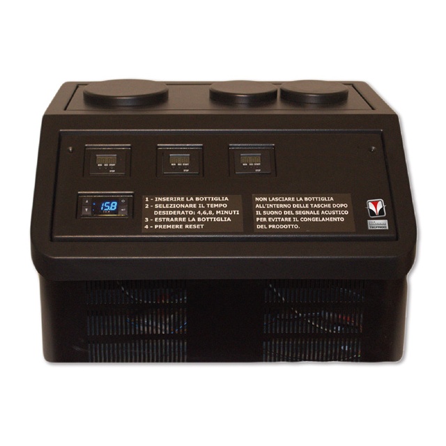 Racitor rapid vinuri si spumante Tecfrigo LAMPO 2+1, pentru 3 sticle, -1,5 °C pe minut, temperatura -35°C, negru
