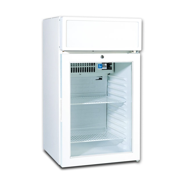 Mini vitrina frigorifica Tecfrigo C 55 GC, cu caseta luminoasa, lacat, capacitate 55 L, temperatura +1/+10º C, alb