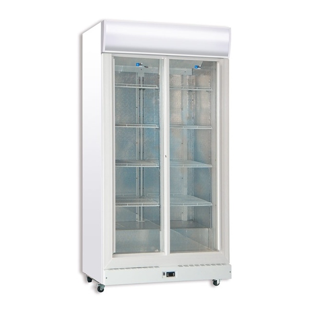 Vitrina frigorifica bauturi Tecfrigo C 800 GC SS, cu caseta luminoasa, capacitate 800 L, temperatura +3/+10º C, alb