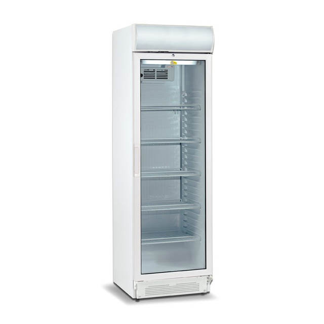 Vitrina bauturi Tecfrigo TFG 130, cu caseta luminoasa,capacitate 372 L, temperatura +1/+10º C, alb