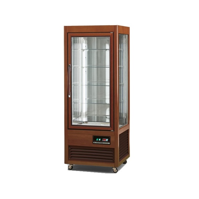 Vitrina frigorifica cofetarie Tecfrigo Saloon 505 Q, capacitate 500l, temperatura +4/+10 ºC, lemn nuc