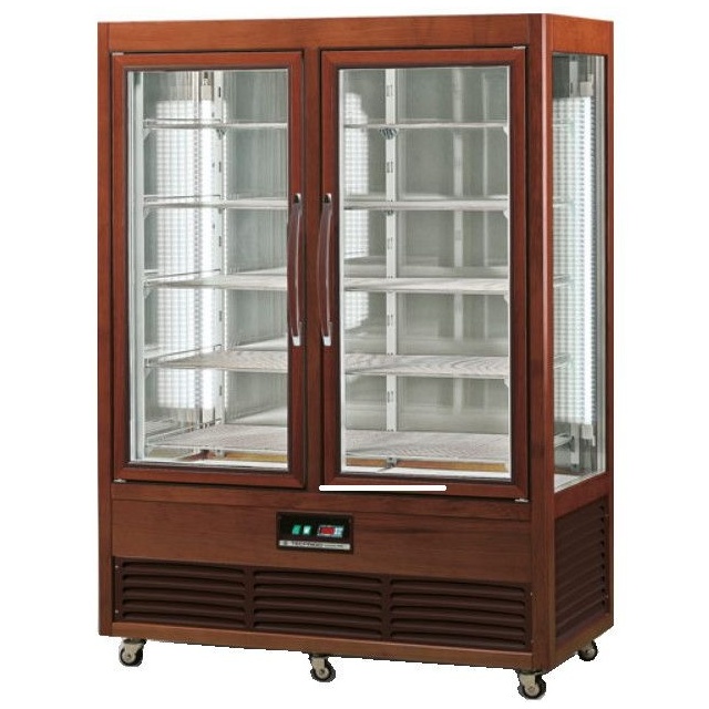 Vitrina frigorifica cofetarie Tecfrigo Saloon 1010G, capacitate 1000l, temperatura +4/+10 ºC, lemn nuc