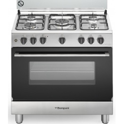 Aragaz Bompani Diva BO853EG/N, 80x50 cm, plita gaz, 5 arzatoare, aprindere electronica, grill, inox