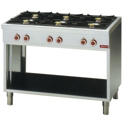 Aragaz profesional pe gaz Diamond G65/6BP11-EC Base 650 cu 6 arzatoare cu spatiu deschis