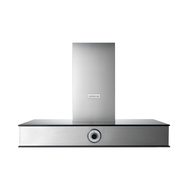 Hota perete Superiore HN361ANS next 36 , 1 motor, 600 m3/h, sticla neagra cu inox