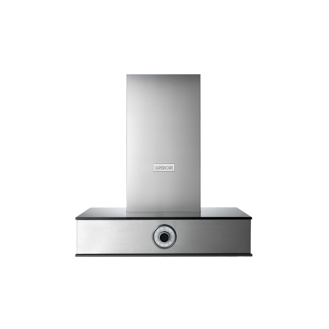 Hota perete Superiore HN241ANS next 24 ,1 motor, 600 m3/h, panou sticla neagra si inox