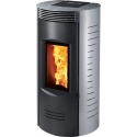Sobă Caminetti Montegrappa RONDE EVO LS9,pe peleți cu aer cald ventilat sistem, a. s. s. 9 kw - gri metalizat