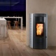 Sobă Caminetti Montegrappa RONDE EVO LS9,pe peleți cu aer cald ventilat sistem, a. s. s. 9 kw - gri metalizat